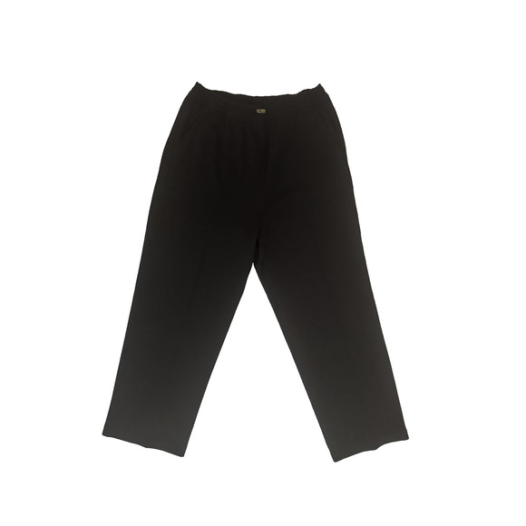 St. John Sport Pants M Black Santana Knit High-Rise Wide Leg Pull-On Ankle Pant - Picture 1 of 7
